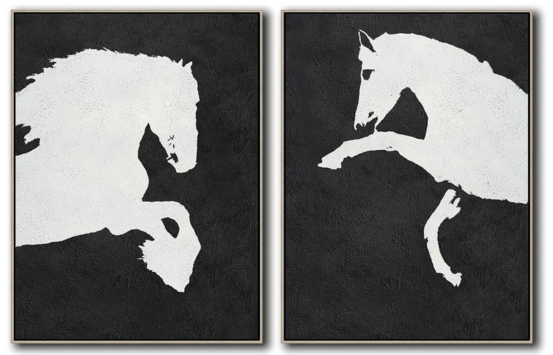 Oversized Canvas Art On Canvas,Set Of 2 Minimal Painting On Canvas - Large Living Room Decor